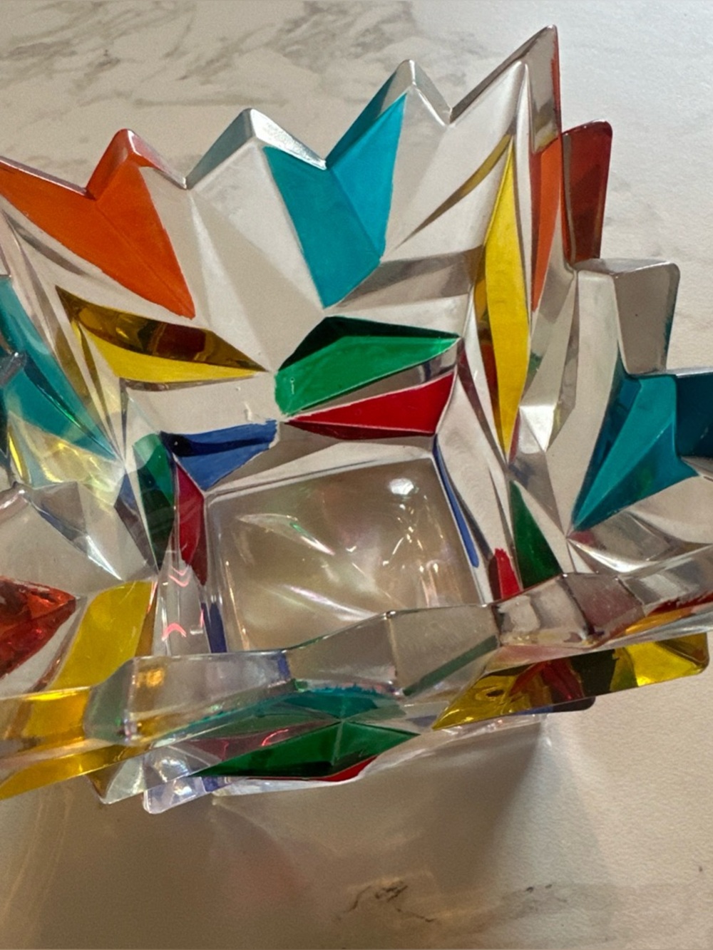 New Zecchin Style Murano Glass Candle Holder made in Italy. Multi vibrant colors